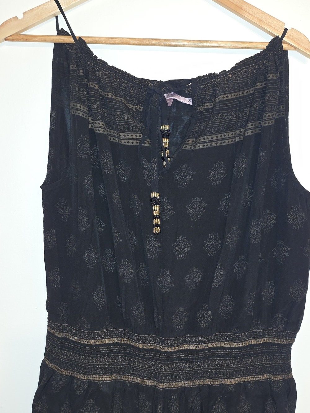 Calypso St. Barth Black Sleeveless Jumpsuit with Gold Accent Sz Small
